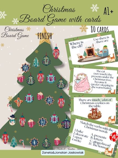 Christmas Board Game with cards A1+